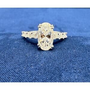 2.5CT Oval Cut Moissanite Engagement Sterling Silver Ring sz 9